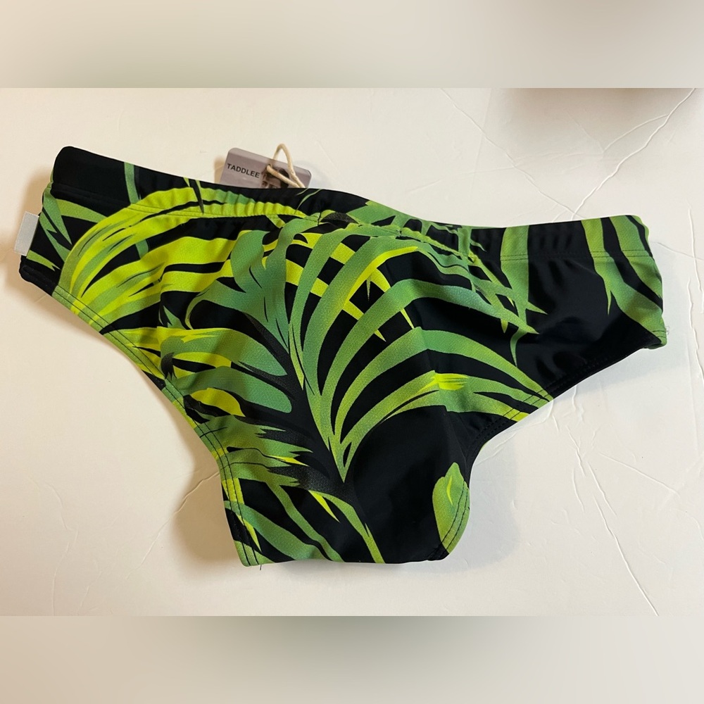Taddle tropical print Men's Green Swim Trunks M - Picture 13 of 14